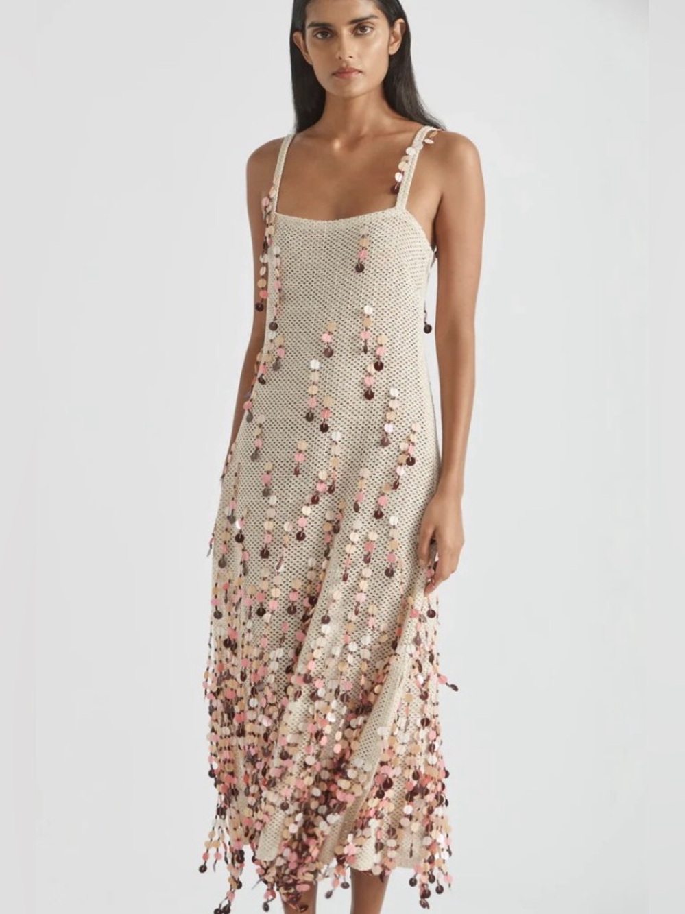 Antipodean Periscope Cotton Crocheted Hand Embellished Midi Dress AU12/US8 NWT - Picture 8 of 12